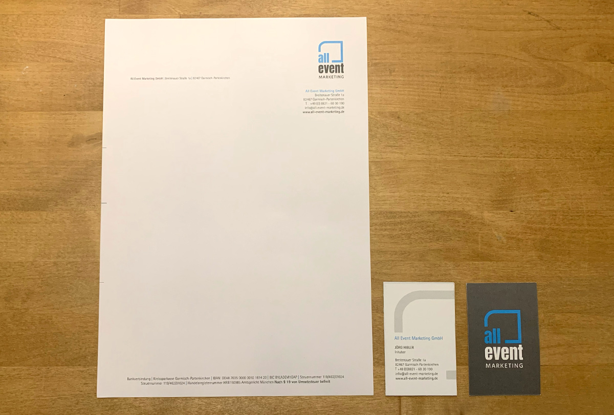 All Event Marketing – Geschäftsausstattung