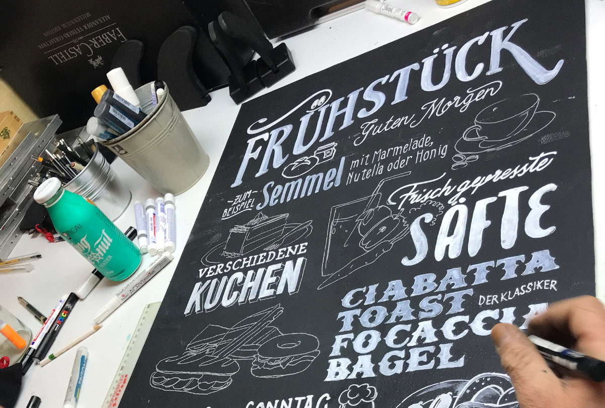 Black & White - Lettering und Illustrationen